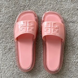 Tory burch bubble slides size 8 pink sand worn one time!